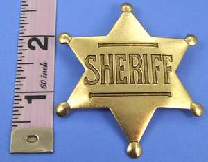 Gold Tone Wild West Sheriff Star Badge Pin Brooch  