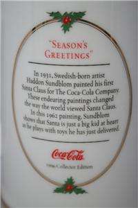 1996 Coca Cola Santa Seasons Greetings Collector Mug  