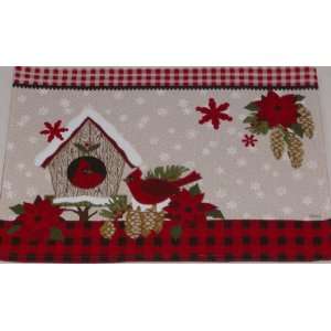  Birdhouse Lodge Cardinal Fabric Placemat Set 2 Placemats 