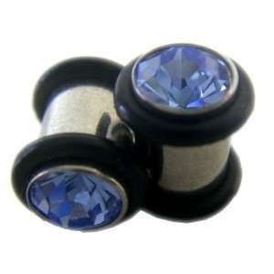 com Heavy Gauge Gem Blue Stone (4 Gauge) Bullet Ear Plugs Fashion Ear 
