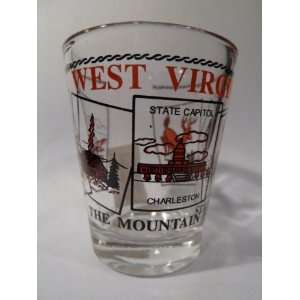  West Virginia State Scenery Red Shot Glass: Kitchen 