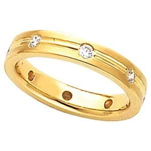    14K Yellow Gold Diamond Eternity Wedding Band   Size 12: Jewelry