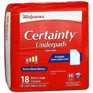  Certainty Underpads Extra Large, Extra Absorbency, 18 ea, 18 