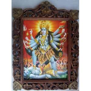 Godess Kali killing lord Shanker wood craft hand craft frame Art Craft 