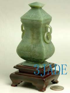   Hetian Celadon Nephrite Jade Carving / Sculpture Vase Statue  