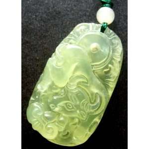    Green Jade Fortune Zodiac Ox Cow Amulet Pendant: Everything Else