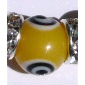  Turkish Glass Evil Eye Beads   5 Yellow 8 mm Beads 