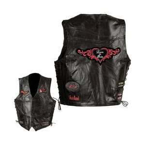  New Diamond Plate Ladies Rock Design Genuine Leather Vest 