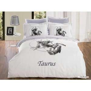  Taurus Zodiac 6 Piece Duvet Cover Bedding Set White: Home 