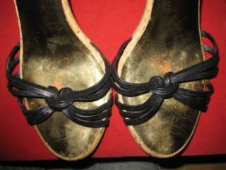 COACH $200 Gianna Sandals Heels Shoes Gold Cork, Sz 8  