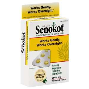  Senokot Natural Vegetable Laxative Ingredient, Tablets, 20 