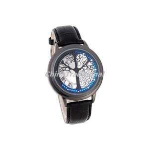   Tree Touch Screen LED Men Boys Watch Black PU leather Band: Everything