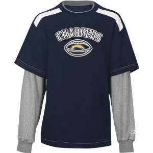San Diego Chargers Youth Faux Layered Long Sleeve Crew Shirt:  