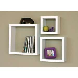  Set of 3 Cubbi Wall Mounted Shelves in White Finish