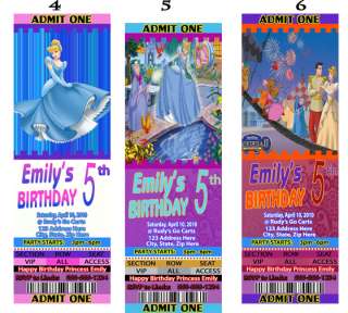 CINDERELLA Birthday Party Ticket Style Invitations  