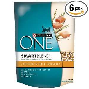 Purina One SmartBlend Cat Chicken Rice Pouch, 18 Ounce (Pack of 6 