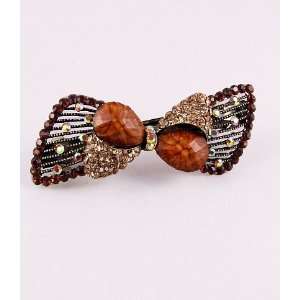  New Style Gold Color Hair Clip with Rhinesotne Brown Color 