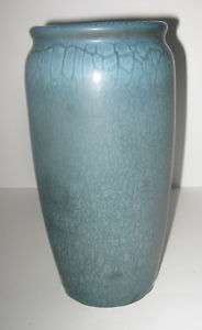 Hampshire Pottery Matt Blue Cylindrical Pinched Vase  