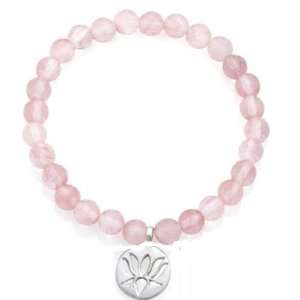  Satya Jewelry Rose Quartz and Silver Lotus Stretch 