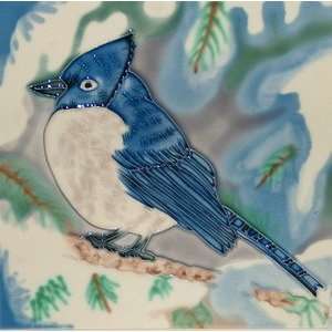  Blue Jay Decorative Bird Ceramic Wall Art Tile 6x6: Home 