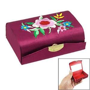   Rosallini Embroidery Flower Flap Closure Make Up Case Dark Red Beauty