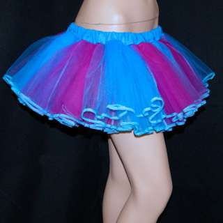 Hot Pink Turquoise Blue Striped Dance TuTu Tulle Skirt  