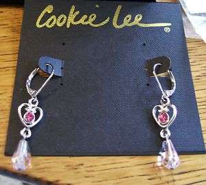 Cookie Lee Silver Plated Heart w/Crystals Earring RV$12  