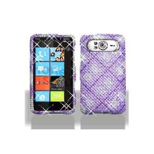  HTC T Mobile HD7 Full Diamond Graphic Case   Purple Plaid 