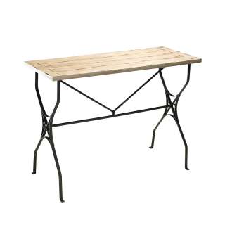 Rustic Gray Wood and Iron Console Table  