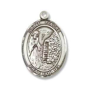 Sterling Silver St. Fiacre Medal Pendant with 24 Stainless Steel 