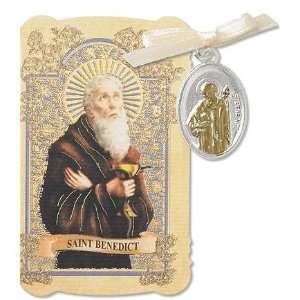  St Benedict Prayer Folder with Patron Saint Medal Catholic 