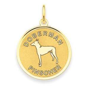  14k Yellow Gold Doberman Pinscher Disc Charm: Jewelry