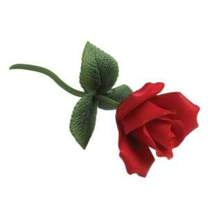   by Sadek Single Red Rose on Brass Stem Flower Figurine