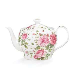  Saddlebrooke Porcelain Pink Rose Teapot With Gold Accents 