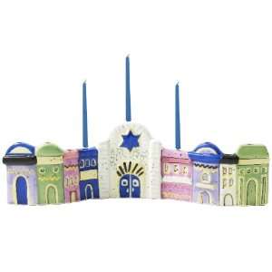   Village Candle Holder Ceramic Hanukkah Menorah: Home & Kitchen