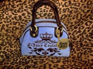 New Juicy Couture Velour Royal Bowler Bag Blue NWT  
