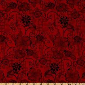   Wide Masquerade V Floral Red Fabric By The Yard: Arts, Crafts & Sewing