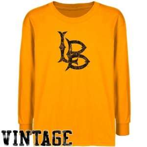  Long Beach State 49ers Youth Gold Distressed Logo Vintage 
