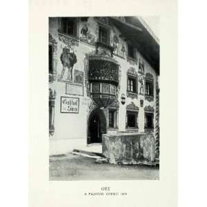  1928 Print Painted Gothic Inn Otz Austria Architecture 