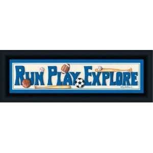  Run Play Explore Soccer Baseball Football Sign Framed 
