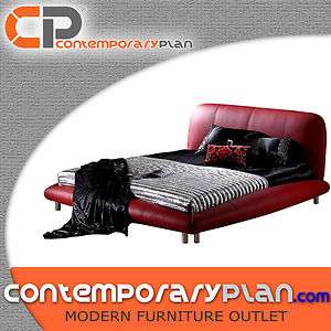 Contemporary Red Leather Roma King Bed Modern Padded by Tosh Furniture