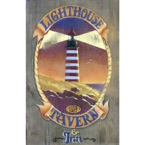Customizable Lighthouse Tavern Vintage Style Wooden Sign:  