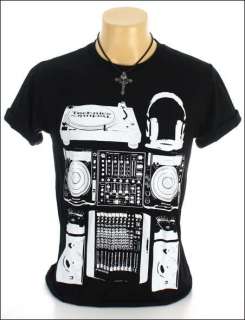 New Indie Rock Headphones Remix DJ Black T Shirt Sz M  
