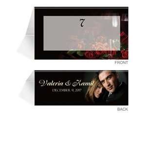    150 Photo Place Cards   Red Roses & Red Wine