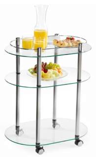 Accsense Modern Glass Kitchen Bar Rolling Serving Cart  