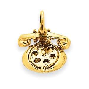  14k Yellow Gold Rotary Phone Charm: Jewelry