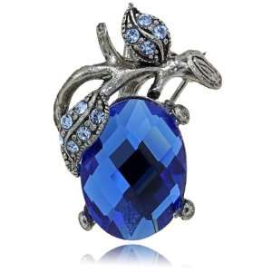  Capri Blue Grape Leaf SWAROVSKI ELEMENT Fashion Brooch 