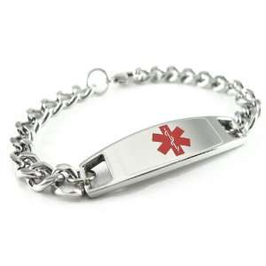  Custom Engraved, Modern, Steel Medical Alert Bracelet 