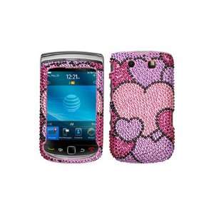 Cloudy Hearts Diamante Protector Cover for RIM BlackBerry 9800 (Torch)