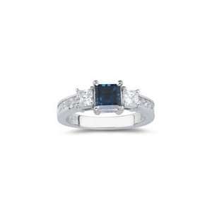  1.50 Cts Diamond & 1.19 Cts London Blue Topaz Ring in 18K 
